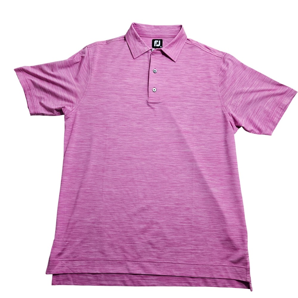 FootJoy Polo‎ Shirt Mens Medium Pink Space Dye Short Sleeve Performance Golf Top